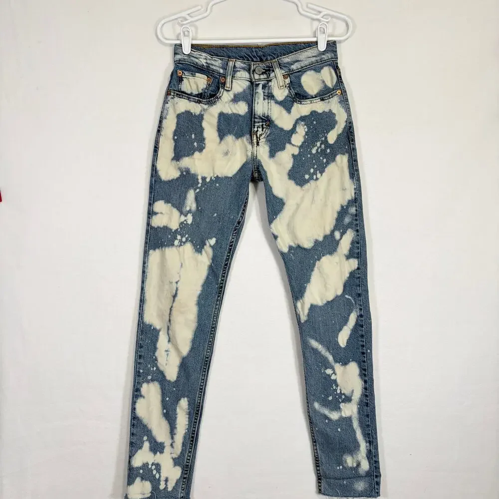 Levi’s 510 Skinny Jeans 28x32 Bleach Splatter Distressed Denim Mens Streetwear